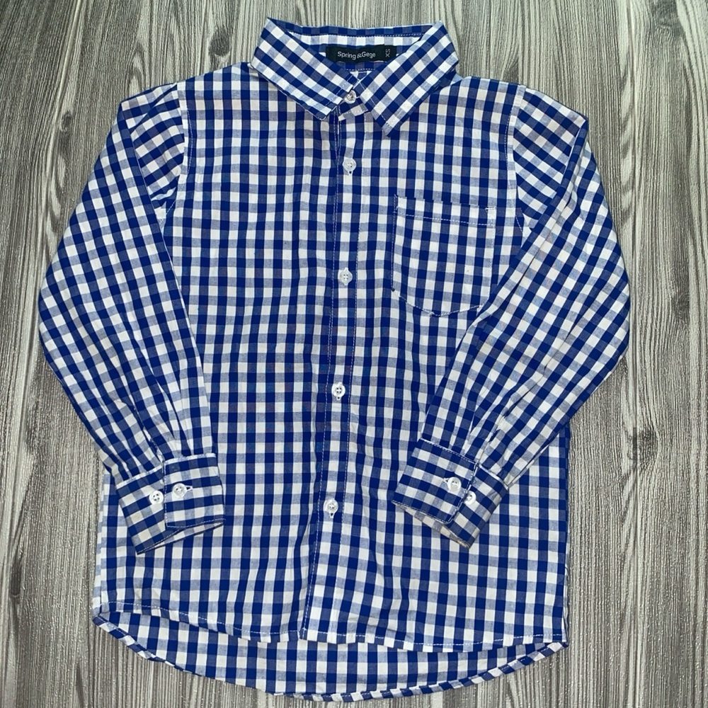 Blue and White Checkered Men's Shirt